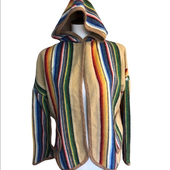 Hooded Poncho Aztec-look Jacket - Picture 11 of 14